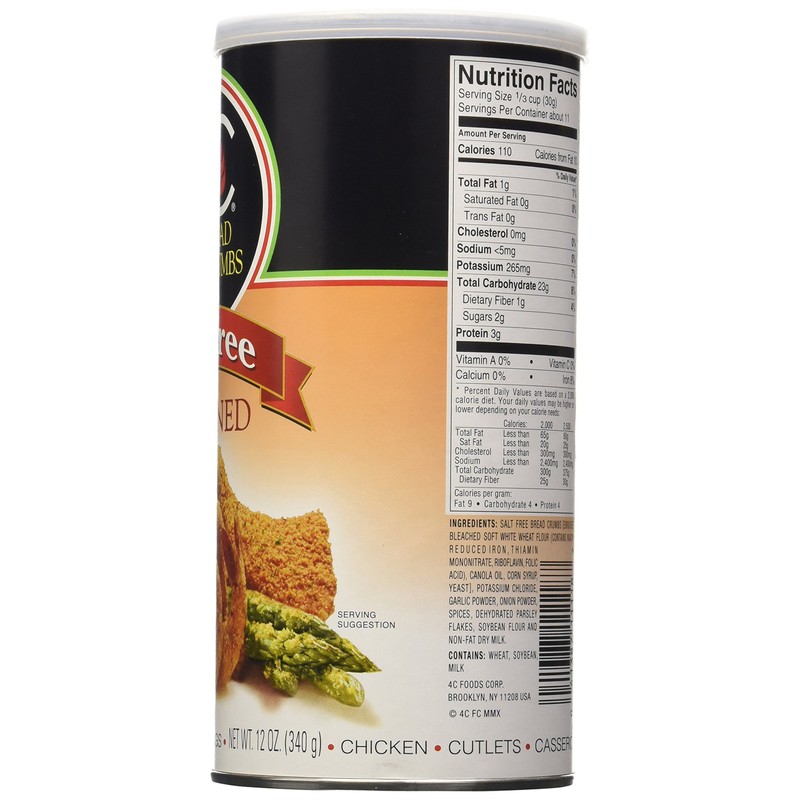 4C Salt Free Seasoned Bread Crumbs-12 oz - Pack Of