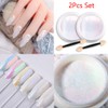 evpct 2Pcs Pearl White Mermaid Aurora Chrome Nail Powder Kit