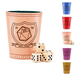 Individual Dice Cup with Own Engraving Motif + 6 Dice Various Colours Engraved Your Image, Logo or Crest