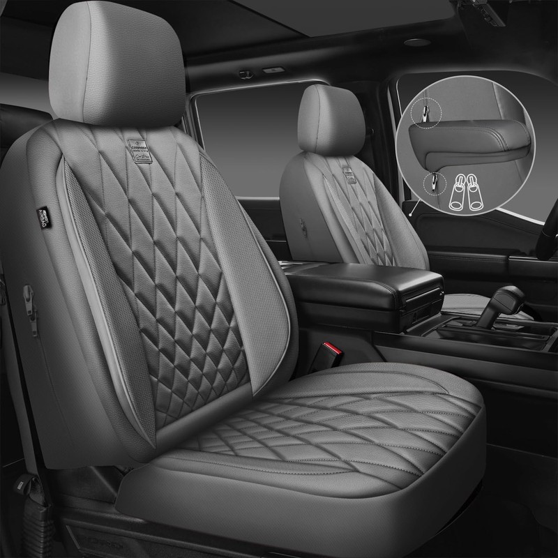 CAR PASS Piping Luxury Leather Seat Covers Full Set,5 Seats