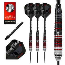Harrows Ryan Searle "Heavy Metal" Series 2 Player Dart Set, Professional Darts with 90% Tungsten Steel Tip, All Weights, 10-Piece Set (30g)