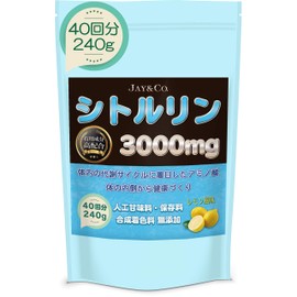 JAY&CO. Highest Quality 3,000 mg Per Time, Easy to Drink Citrulline Powder (No Additives: Artificial Sweetener, Preservative), Made in Japan (lemon, 8.5 oz (240 g)