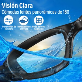 LEMONSEA Goggles Natación, Kit de Gogles Adulto Natacion 5 en 1, Googlesnatacion Mujer Hombre, Google Natacion Con Tapones Oidos, Pinza Nasal, Bolsa Impermeable para Celurares y Gorro de Natación