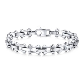 VNOX Men's Stainless Steel Silver Bracelet: Gift for Him Bracelets Link Bracelet Black Gold 19 cm 21 cm 23 cm Gift for Dad Men Husband Son Bracelet for Brother Father's Day Birthday, 21 cm, Stainless