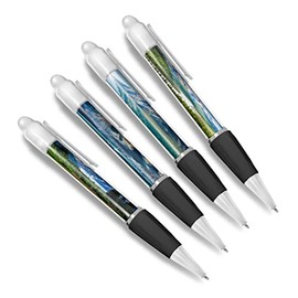 DV DESIGN Set of 4 Alaska White Ballpoint Pens - America USA State Winter Flag Holiday Travel Friends Boys Girls Men Women Theme Pen Gift #79497