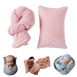 Manta elástica de punto para fotografía de recién nacido, para sesión de fotos y posar (rosa claro)