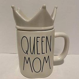 Rae Dunn QUEEN MOM Mug with Crown Topper - MOTHER'S DAY - Ceramic - 16 oz