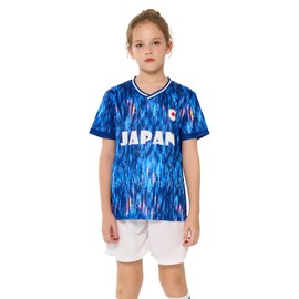 SURUIDA Kids Soccer Uniform, Including Japan National Team, Compatible with Various Countries, Nihon