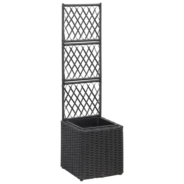 Heemab Rattan Raised Bed Planter with Built-in Trellis and Removable