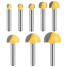 UTRUSTTO Cove Box Router Bit Set 1/4 Inch Shank, 8 Pcs Solid Carbide Double Flute Cove Box Round Nose, Cutter for 1/4", 5/16", 3/8", 1/2", 5/8", 3/4", 7/8", 1" Cutting Diameter