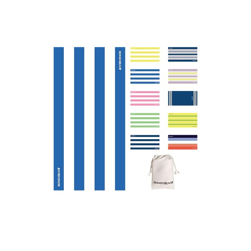 BONDI BEAR Sand Free Beach Towel (Ocean Blue, 160x80)