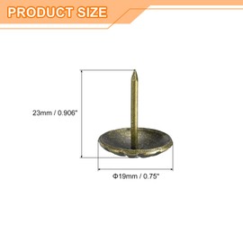 uxcell Upholstery Tacks Nail Pins Furniture, 100Pcs 19x23mm Thumb Tack Pins Assortment Kit Carbon Steel for Home Sofa DIY Decorative Nail Heads Nails, Yellow Bronze