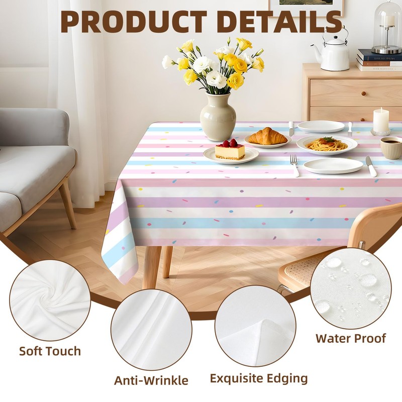 KENDHUAZAI Tablecloth Reusable Wipeable,84 x 60 Inch Sprinkle