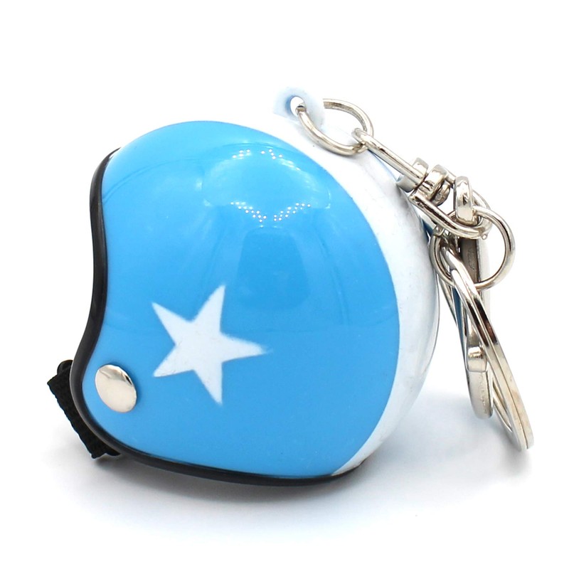 VmG-Store Motorcycle Helmet Retro Keyring with Functional Clasp XL, lightblue