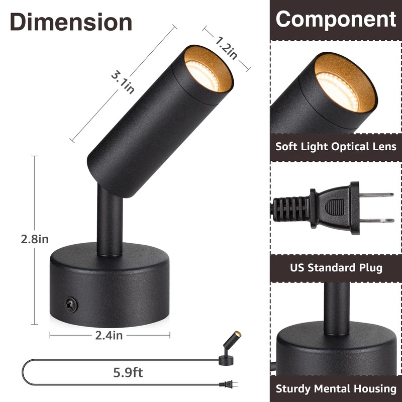 URTOM LED Spot Lights Indoor 3W Up Lights Indoor with