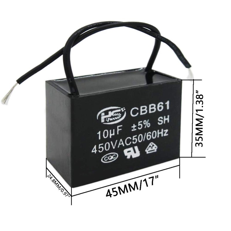 Twidec/2Pcs 450V AC 50/60Hz Run Capacitor 2-Wire Metallized Polypropylene Film
