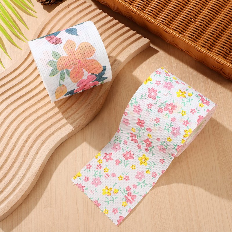 Floral Toilet Paper Novelty Bathroom Tissue Flower Pattern Toilet Tissues,