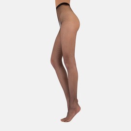 CALZITALY Fishnet Tights with Back Seam, Seamed Fishnet Pantyhose, Italian Hosiery (L/XL, Black)