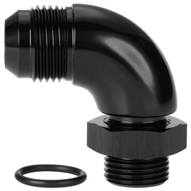 Podavelle 10AN Male Flare to 8AN -8 ORB O-ring Boss 90 Degree Full Flow Fitting Adapter Aluminum Black