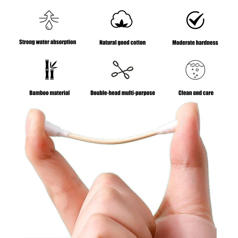 Thick Cotton Swabs,XL Size Natural Bamboo Cotton Buds 3 pack