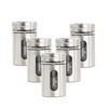 Silver Salt Pepper Shakers Retro Spice Jars Glass - Set