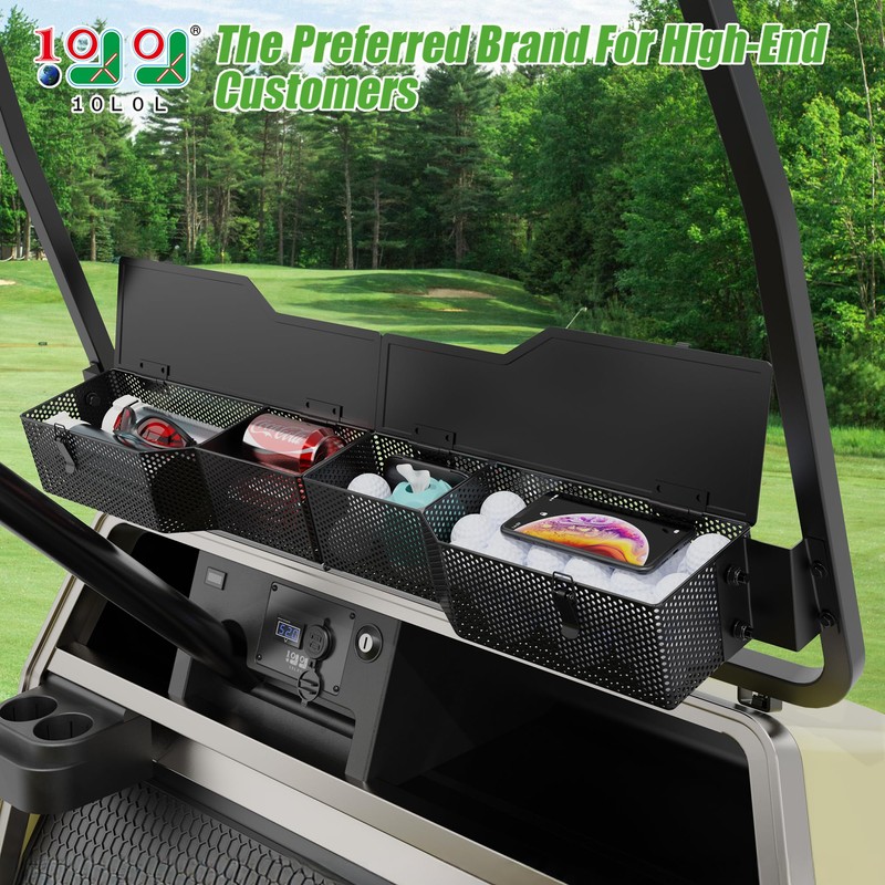 10L0L Golf Cart Front Inner Storage Basket with Cover for