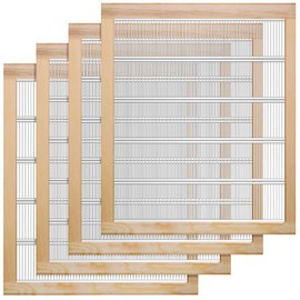 Gisafai 4 Pack 10 Frame Wooden Bound Metal Queen Excluder Heavy Duty Beekeeping Queen Excluders for 10 Frames Bee Hive Beekeeping Supplies (20 x 16.37 x 0.59 Inches)