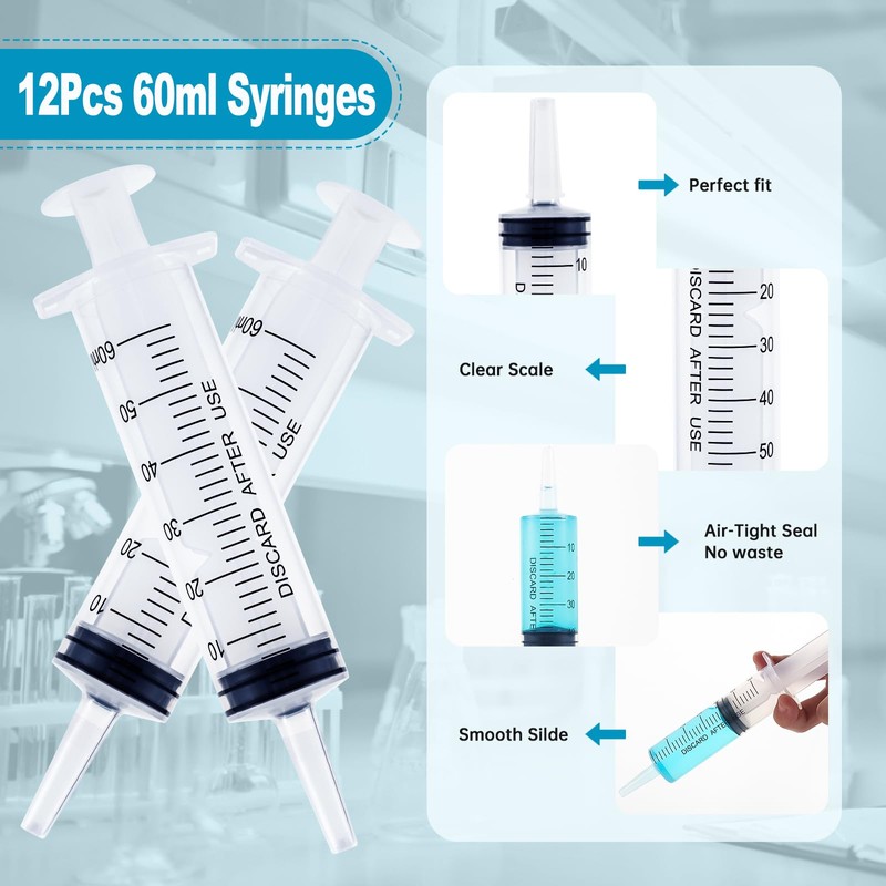 Gufastoe Pack of 12 60 ml Syringes with Protective Caps