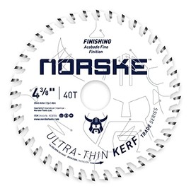 Norske Tools Thin Kerf Ultra Fast Crosscutting Saw Blade with Maximum Battery Efficiency NCSBT004 4-3/8''x40T with 20mm Arbor for Hardwood, Softwood, Plywood & MDF, White