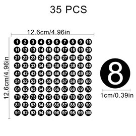 AIEX 35 Sheets Number Stickers 1-100 Round Vinyl 7 Colors Number Sticker Waterproof Labels for Sorting Organizing Storage Boxes Lockers Office School Supplies (0.4inch)