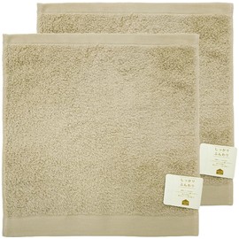 Hayashi WO438028 Hand Towel Set of 2, Approx. 13.4 x 13.8 inches (34 x 35 cm), Tech Color, Beige