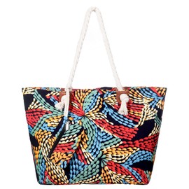 DonDon Women's XXL Beach Bag with Zip Large, Colourful world, Beach bag