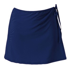 JadeRich Women's Overlapped Side Tie Sarong Wrap Skirt Beach Swimwear Tankini Bikini Cover-up (No Brief) Navy