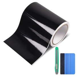 Lypumso Gloss Black Vinyl Wrap for Chrome Delete, 6 Inch x 30ft Automotive Grade Self-Adhesive Tape DIY Car Exterior Door Edge Guard, Window Sill Trim Protection Anti-Scratch