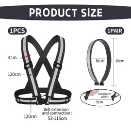Reflective Vest, 1 Pair of Reflective Leg Clips, Adjustable Vest, Elastic Trouser Leg Clips, Reflective Vest for Cycling, Reflective Trouser Leg Clips for Night Running