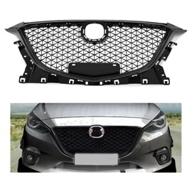 KUAFU Front Grill Compatible with 2014 2015 2016 Mazda 3 Axela Bumper Upper Hood Grille Painted Black
