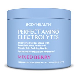 BodyHealth PerfectAmino Electrolytes Powder No Sugar, Keto Sugar Free Fasting Electrolytes Drink Mix, Hydration Powder with Trace Minerals - Mixed Berry - 60 Servings