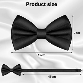 URAQT Men's Bow Tie, Classic Solid Color Pre-Tied Bow Tie for Men, Satin Tux Bowtie, Adjustable Formal Neck Bowtie for Parties, Wedding (Black)