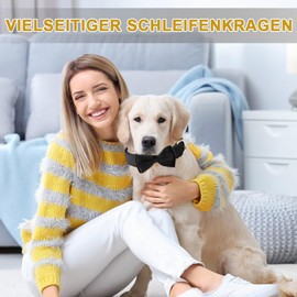 Voarge Velvet Dog Collar with Bow Tie, with Removable Dog Bow Tie, Soft Adjustable Pet Collar for Weddings, Birthdays, Parties etc (Black, XL)