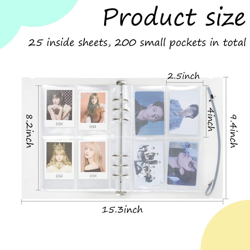 Photocard Kpop Binder 25 Sheets 200 Pockets 4 Inch Photo
