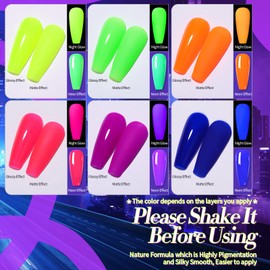 Born Pretty Born Pretty Neon Gel Nail Polish Luminous Glow in Dark Gel Polish Neon Gel Nail Polish Set Fluorescent Gel Polish Orange Hot Pink Blue Yellow Green Purple Vibrant Spring Summer Gel Polish 7ML