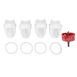 Poultry Feeders Rainproof Reduce Waste Chicken Duck DIY Gravity Feeder Port with Lid for Bucket Bin Trough White