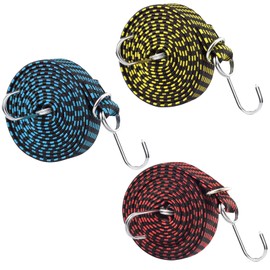 Bungee Cord with Hooks, Set of 3 Extra Strong Elastic Tensioning Straps, Expander, Luggage Tensioner, Rubber Cord, Elastic Band, Expander Rope for Bicycle, Car Transporter, Motorcycle, Camping, 2 m