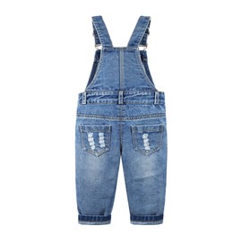 KIDSCOOL SPACE Baby Girls Boys Jeans Overall, Little Kid Bib Pocket Denim Workwear, Blue-2226