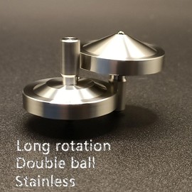 Stainless Steel Spinning Gyro, 5-11 Minutes, Dual Ball Bearings,Long-Lasting Spin for Adults to Relieve Stress, CNC Machined, Great Time Killer,Stress-Relief Toy. (Double Head Rotation)