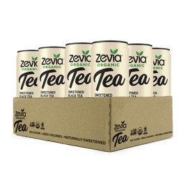 Zevia Organic Black Tea Raspberry, Sugar-Free Brewed Iced Tea Beverage, Naturally Sweetened with Stevia, Zero Calories, No Artificial Sweeteners, 12 Fl Oz, Pack of 12