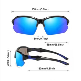 GWAWG Cycling Glasses, Black Cycling Glasses, Road Bike Glasses, Men's Polarised Sports Sunglasses, Polarised UV400 Protection Sunglasses for Fishing, Running, Cycling
