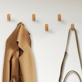 evory 6 Natural Wood Hooks for Wall, Rustic Wooden Coat Hooks Wall Mount, Hat Hooks for Wall, Decorative Coat Rack Hangers, Heavy Duty Coat Hanger Hooks for Hanging Bags,Towels,Purse(Beech Wood)