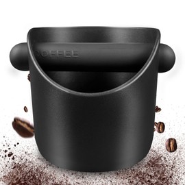 Coffee Grounds Knock Container, 10 x 10 x 11 cm Knock Container, Coffee Knock Container with Removable Knock Lever, Espresso Knock Box, Suitable for Kitchen, Cafe, Restaurant, Office (Black)