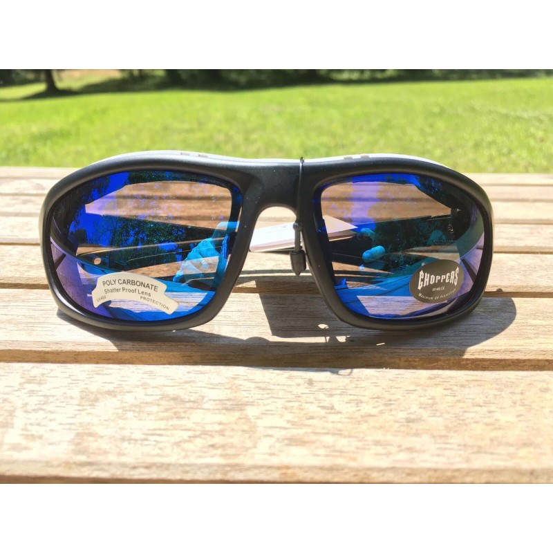 Choppers CP92804 Padded Foam Sunglasses Motorcycle ATV Glasses Black Mirror